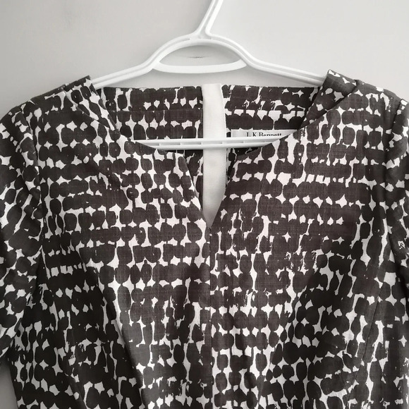 L.K. Bennett Dr Cho Sheath Dress Brown and Cream Front Pockets Elbow Sleeve 6 - Picture 6 of 17
